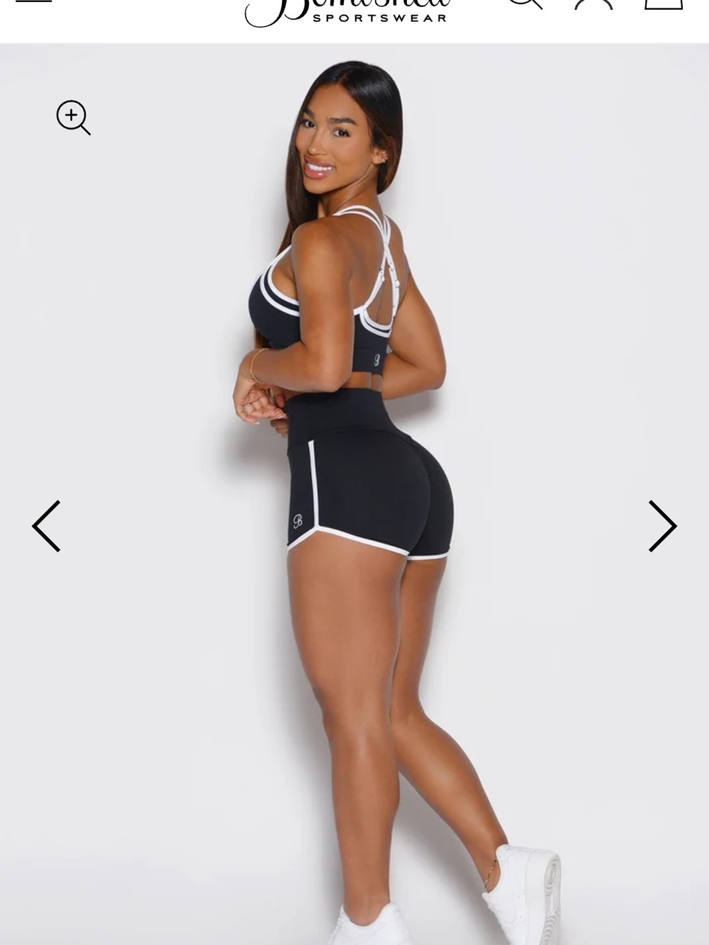 Bombshell Sportswear Black Bike Shorts with White Trim - Picture 3 of 5